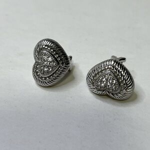 Judith Ripka Sterling Silver 925 Heart CZ Earrings